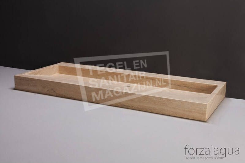 Forzalaqua Palermo Wastafel 100 cm Travertin Gezoet 100 5x51 5x9 cm 1 wasbak 1 kraangat