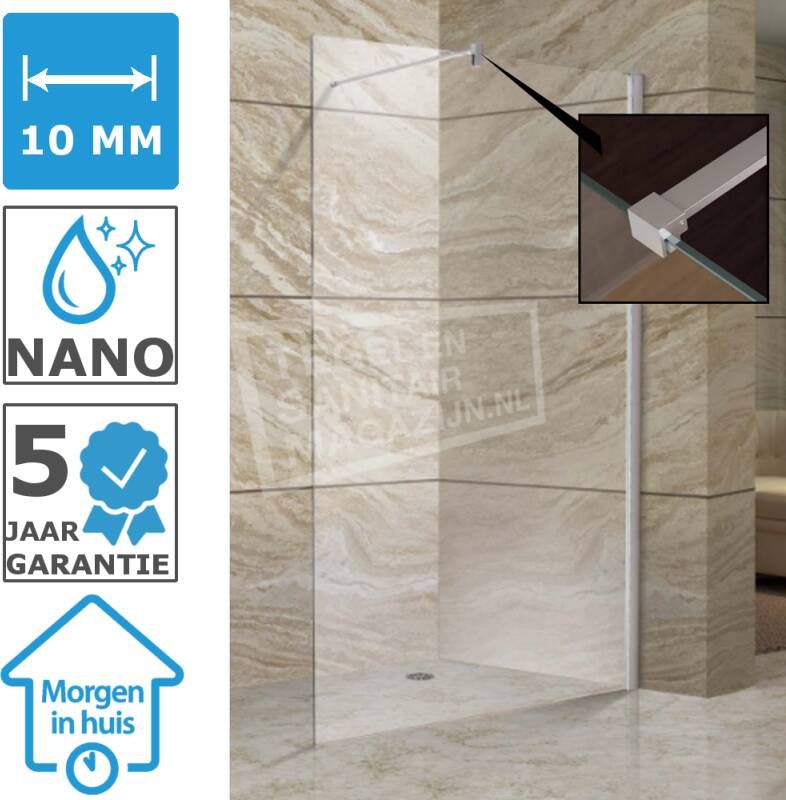 Gradara Inloopdouche 130 cm Glas met Muurprofiel 10 mm NANO