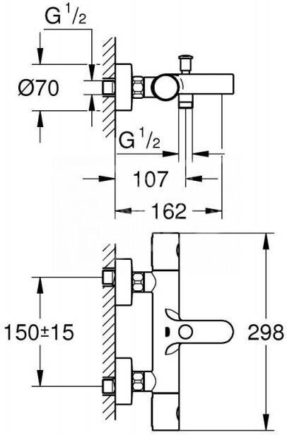 Grohe Grohterm 1000 Cosmopolitan thermostatische badmengkraan 34215002