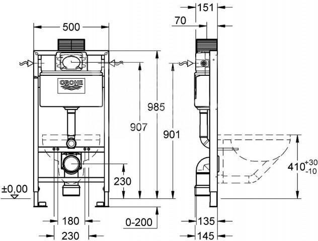 Grohe Inbouwreservoir Rapid-SL (50x98 5x15 1) hoog 100cm