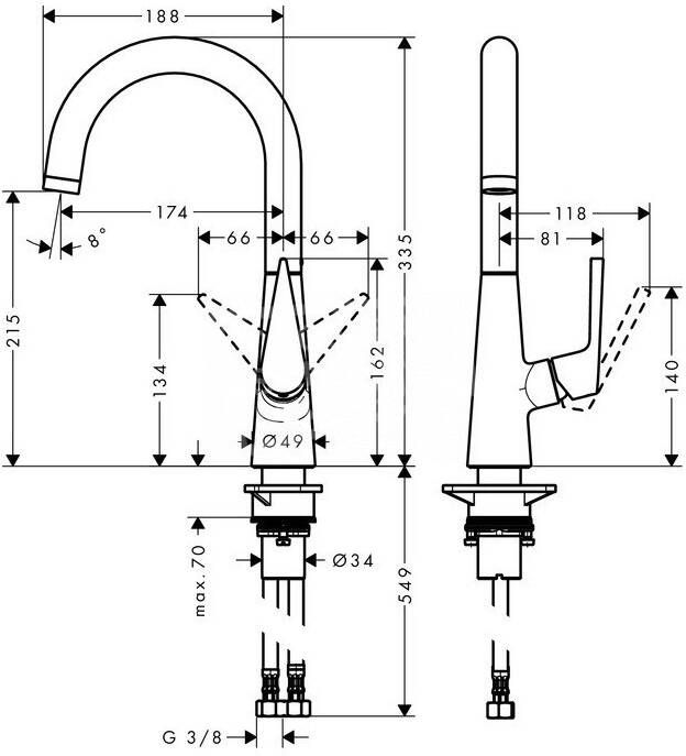 Hansgrohe Talis S 220 eengreeps keukenmengkraan 72814000