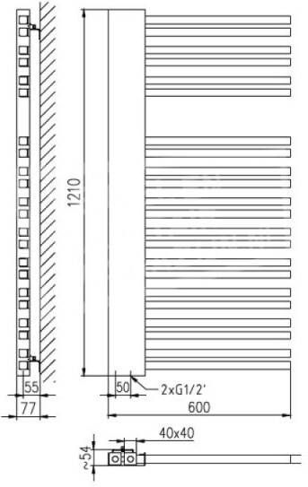 Plieger Frente Destra handdoekradiator (600x1210) 690 Watt Wit