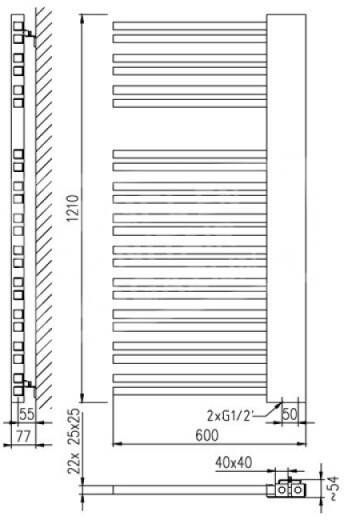 Plieger Frente Sinistra handdoekradiator (600x1210) 690 Watt Wit