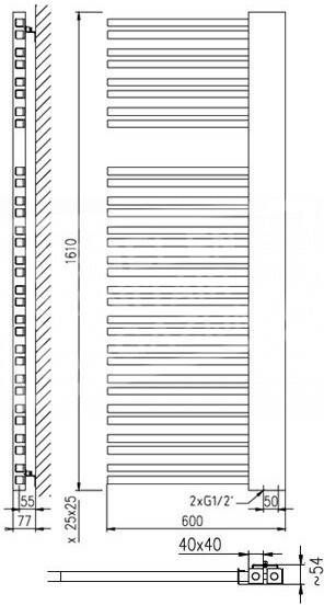 Plieger Inox Giro handdoekradiator (500x1180) 391 Watt Inox