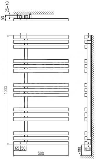 Plieger Inox Suono Destra handdoekradiator (500x1000) 464 Watt Inox