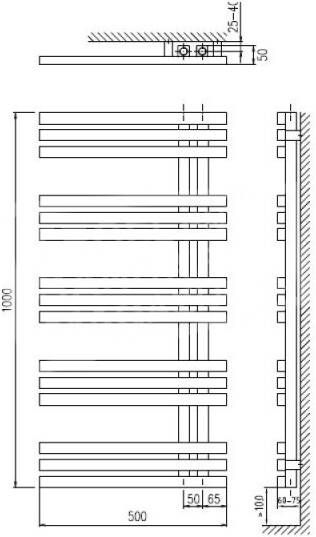 Plieger Inox Suono Sinistra handdoekradiator (500x1000) 464 Watt Inox