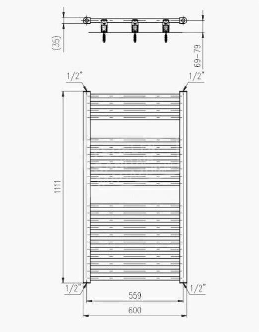 Plieger Palermo handdoekradiator (1111x600) 605 Watt Wit