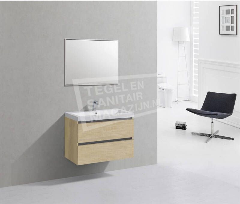 Sanilux badkamer meubel Light Wood 80cm 0 kraan gaten