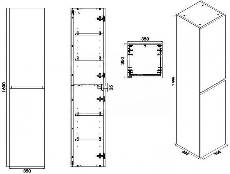 Schulz Fysion Kolomkast 2 Deuren (160x35x35 cm) Houtnerf Grijs