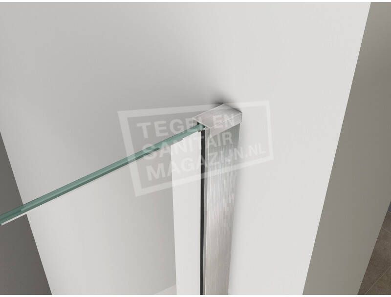 Schulz Stien Inloopdouche met Geborsteld RVS Muurprofiel (100x200 cm) 10mm Nano Anti-Kalk Glas