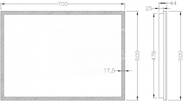 Schulz Tolio Viertel-LED Spiegel 70x50 Condensvrij