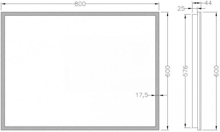 Schulz Tolio Viertel-LED Spiegel 80x60 Condensvrij