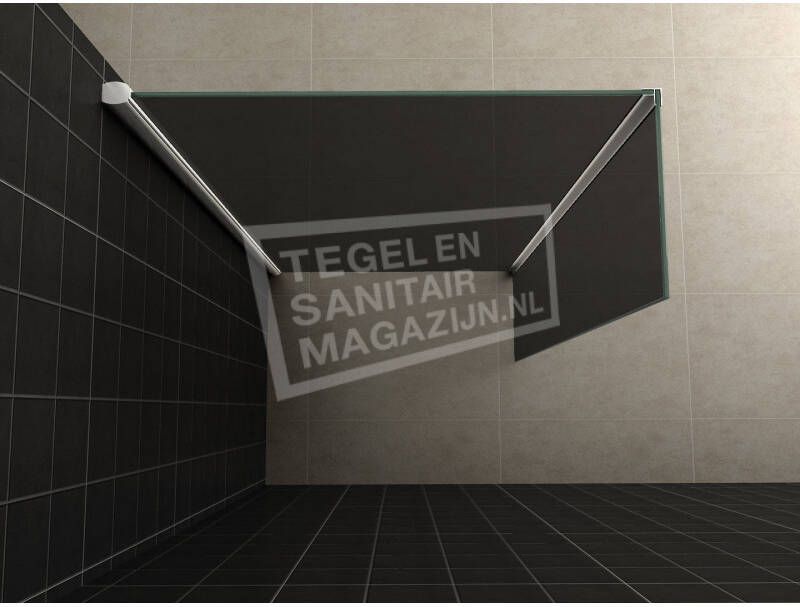 Topsani Douchewand Zwart Glas 120 cm met Muurprofiel 10 mm NANO