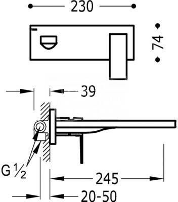 Tres Cuadro 1-greeps wastafelkraan inbouw chroom 185 mm 00620004