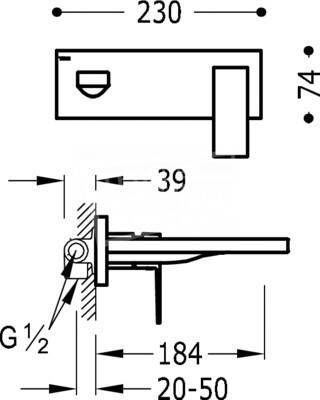 Tres Cuadro 1-greeps wastafelkraan inbouw chroom 245 mm 00620003