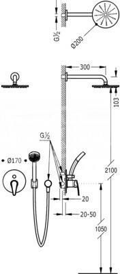 Tres Eco inbouw regendouche met mengkraan incl. handdouche 07088002