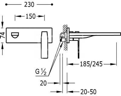 Tres Slim Inbouw Wastafelkraan 245Mm