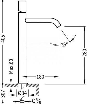 Tres Study Exclusive wastafelkraan extra hoog model chroom 26130801ACD