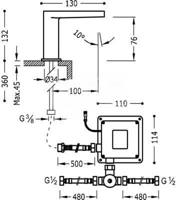 Tres Tronic elektronische wastafelkraan koud warm 20560302