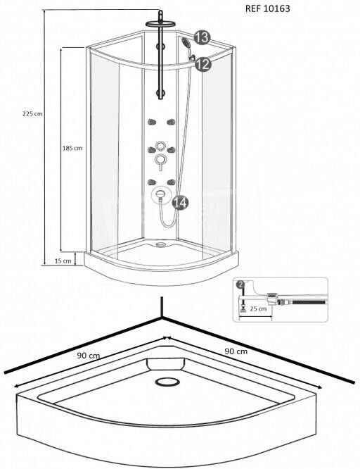 Wiesbaden Jupiter Complete Douchecabine 90x90x225 cm Aluminium Mat 5 mm Glas