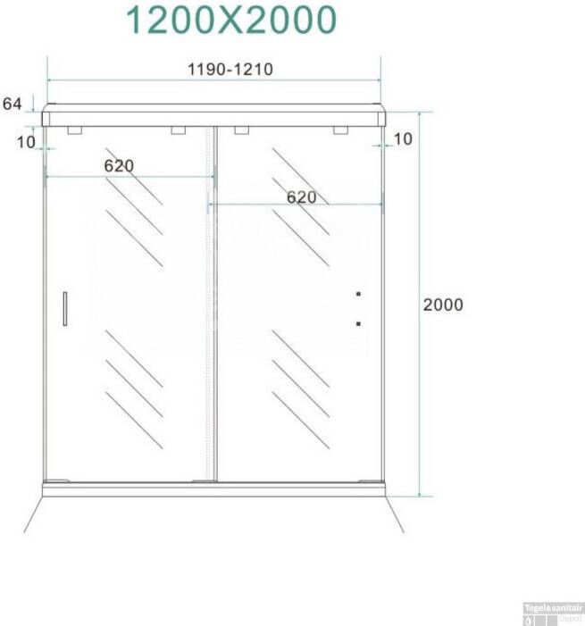 Wiesbaden Nisdeur Dubbele Schuifdeur 2-Delig 120x200 cm 8 mm NANO