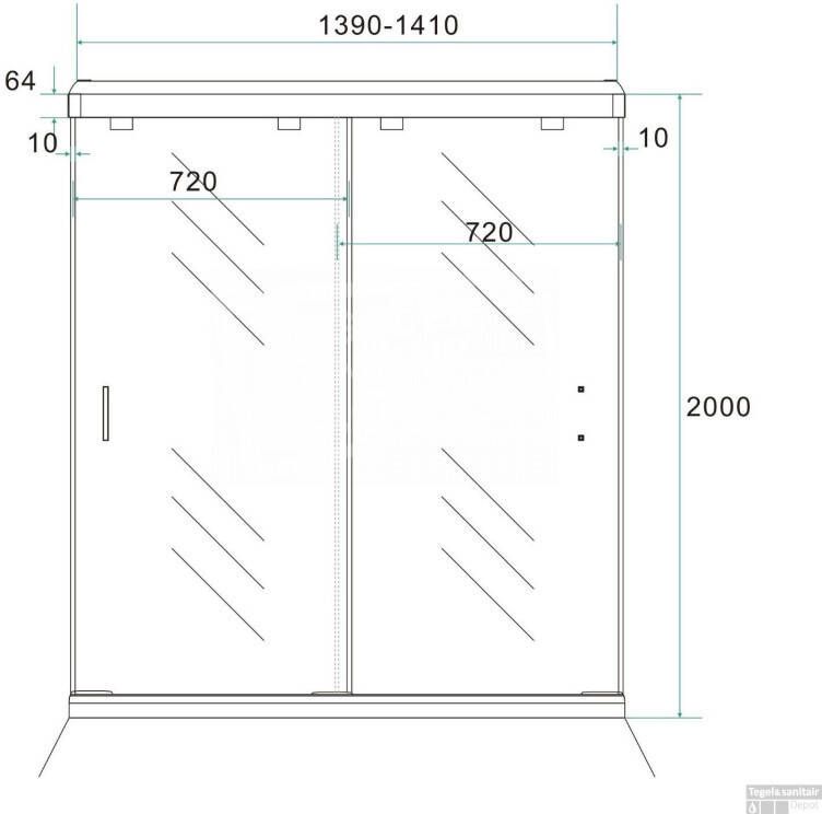 Wiesbaden Nisdeur Dubbele Schuifdeur 2-Delig 140x200 cm 8 mm NANO