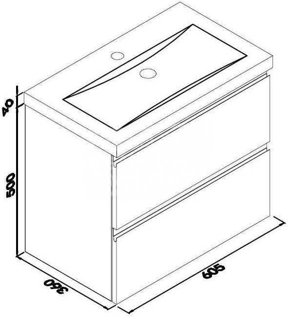 Wiesbaden Onderkast 60x36 cm Zonder Wastafel Glansgrijs