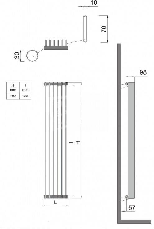 Wiesbaden Plano handdoekradiator (1800x400) 1332 Watt Wit