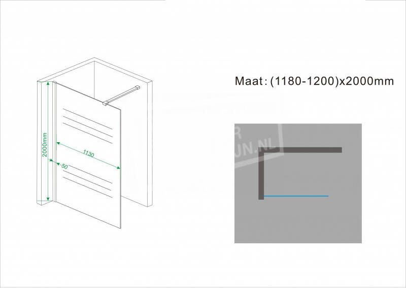 Wiesbaden Rauch Inloopdouche Rookglas (120x200 cm) 10mm NANO Anti-Kalk met Muurprofiel