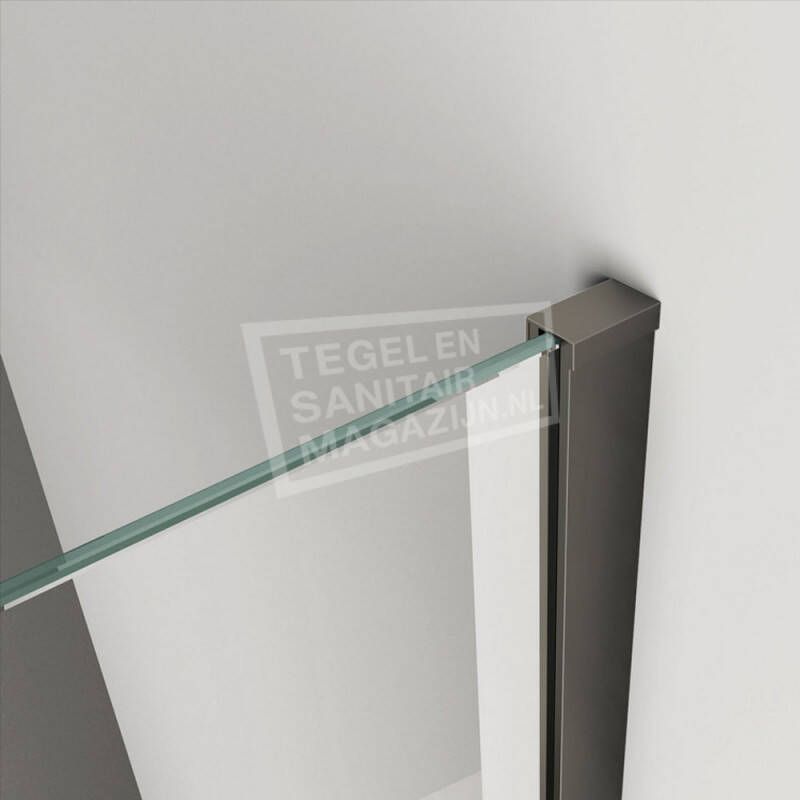 Wiesbaden Schwarz Safety Glass Douchewand met Zwart Muurprofiel 120x200 cm 10 mm NANO