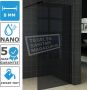 Wiesbaden Slim Douchewand Rookglas 1000x2000x8 mm NANO Zwart Mat Profiel - Thumbnail 2