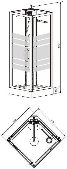 Wiesbaden Thermo Complete Douchecabine 80x80x218 Aluminium 5 mm Glas