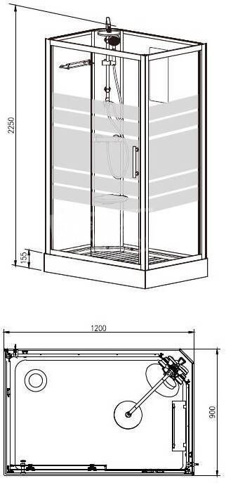 Wiesbaden Thermo Links Complete Douchecabine 120x90x218 cm Aluminium 5 mm Glas