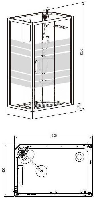 Wiesbaden Thermo Rechts Complete Douchecabine 120x90x218 cm Aluminium 5 mm Glas
