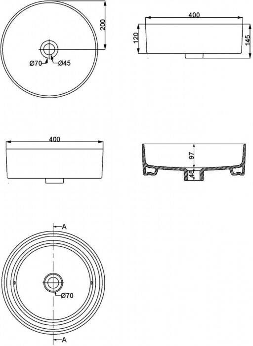 Wiesbaden Waskom Link Opzet Model Keramiek Rond 40cm Mat Wit