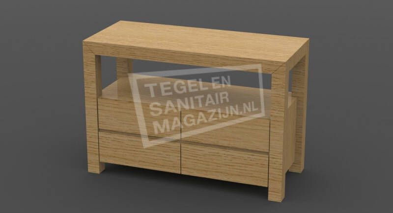 Forzalaqua Ciro Onderkast 100x51x84cm met 4 Lades Greeploos Havanna Massief Eiken