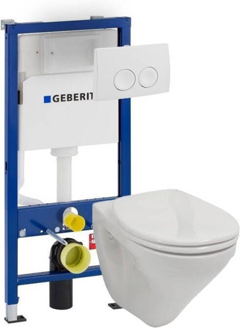 Geberit Gustavsberg Saval vlakspoel toiletset met UP100 en Delta21 bedieningspaneel