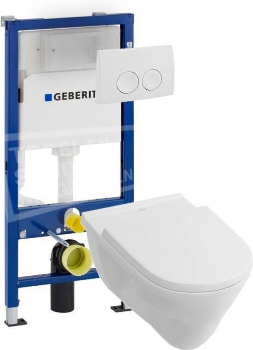 Geberit Villeroy & Boch O.novo vlakspoel toiletset met UP100 en Delta21 bedieningspaneel