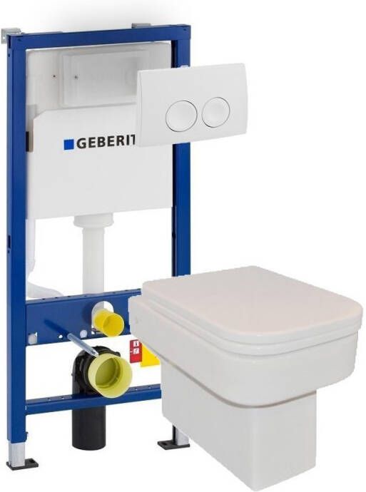 Geberit Wiesbaden Carré toiletset met UP100 en Delta21 bedieningspaneel