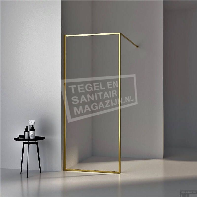 Boss & Wessing Inloopdouche BWS Recta 120x200 cm 8mm NANO Glas Geborsteld Messing Goud
