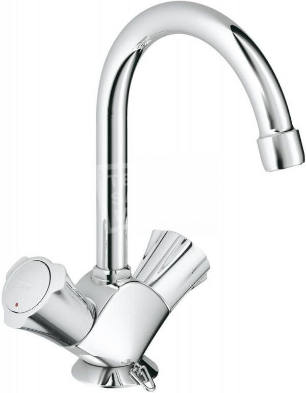 GROHE Costa Wastafelmengkraan L-size ketting tweegreeps 1-gats 220mm hoogte 137mm uitloop draaibaar chroom