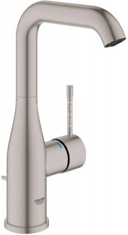 GROHE Essence New Wastafelmengkraan L-size trekwaste eengreeps 1-gats 244mm hoogte 127mm uitloop draaibaar supersteel