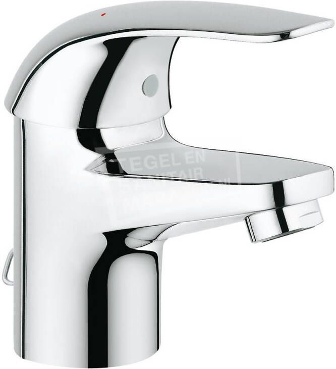 GROHE Euroeco Wastafelmengkraan S-size ketting eengreeps 1-gats cartouche keramisch 131mm hoogte 92mm uitloop vast chroom