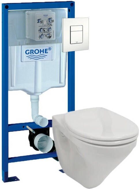 Grohe Gustavsberg Saval vlakspoel toiletset met Rapid SL en Skate Cosmopolitan bedieningspaneel