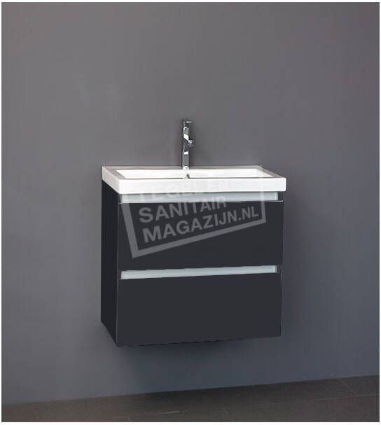 Sanilux badkamermeubel glans antraciet 60cm keramische wastafel 0 kraangaten