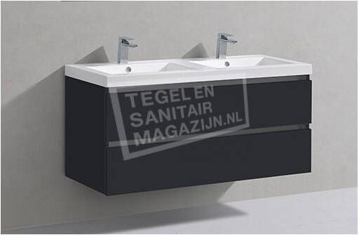 Sanilux badkamermeubel Hoogglans antraciet 120cm 2 kraangaten wasbakken