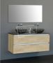 Sanilux badkamermeubel light wood 120 cm met 2 waskommen natuursteen - Thumbnail 1