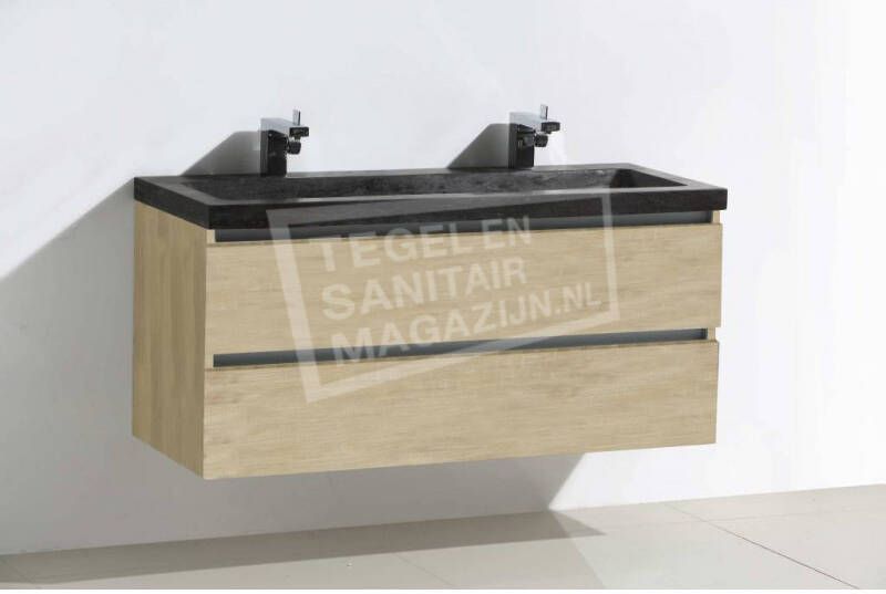 Sanilux natuursteen badkamermeubel light wood 120cm 0 kraangaten