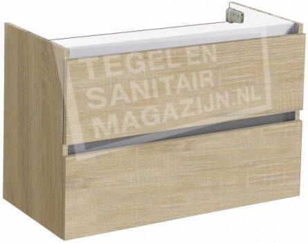 Sanilux trendline 80 x 47 cm Losse Onderkast met 2 Laden Light Wood
