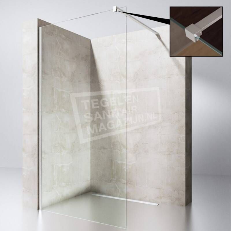 Supersani Douchewand 100 cm Glas met Muurprofiel 10 mm NANO